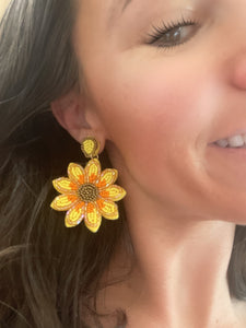 Sunflower seed bead earrings (live)